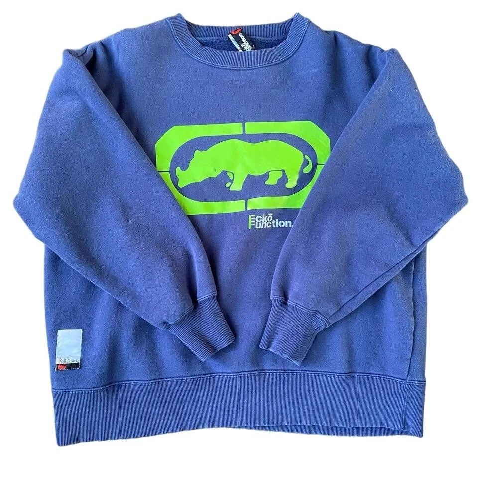 Sudadera Baggy 00s Azul Ecko con Logo Verde Talla Mediana Hombre Foto 1 de 3