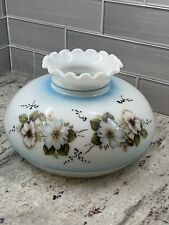 ANTIQUE Hand Painted Hurricane Parlor Lamp Shade 9 3/4" FITTER x 11 1/2”x 6 3/4”