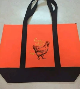 Canvas Eco Friendly Reuse Chicken Butt Design Bags - Strong 14"X14"X5.5" Orange - Picture 1 of 2