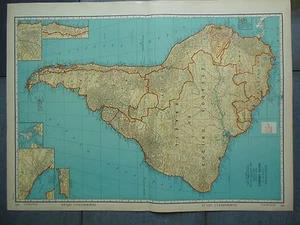 Large Beautiful 1942 Vintage Full Color Map of South America    20 1/2" x 7 5/8" - Picture 1 of 2