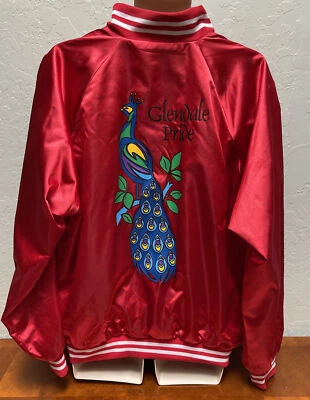 Vintage Glendale Arizona PRIDE Red Satin Mens XL Shiny Jacket Rare Handsome  - Image 1 of 4