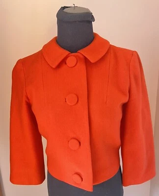 Vintage 60’s Pendleton Wool Cropped Jacket Jackie O - Mad Men Big Button XS-S - Image 1 of 4