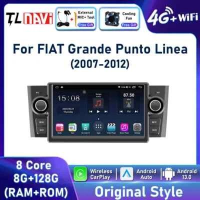 For Fiat Grande Punto Linea 2007-2012 Android Car Radio CarPlay GPS Video Player - Image 1 of 4