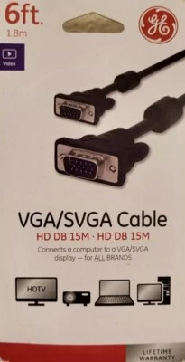 GE 030878335928 6 Feet SVGA Video Cable - Black - Image 1 of 2