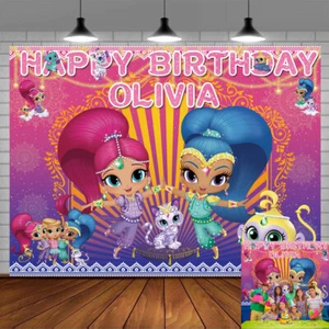 Shimmer and Shine Personalised Custom Banner Backdrop Party Decorations Gift - Picture 1 of 6