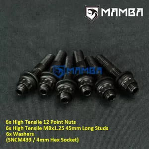 Nickel 10.9 Inconel Turbo Dump Pipe Stud Kit For Nissan RB20DET RB25DET (X6) - Picture 1 of 8