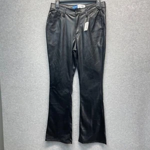 Old Navy High Rise Flare Pants Girls 18 Black Faux Leather New - Picture 1 of 14