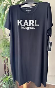 Karl Lagerfeld Cotton Crystal Logo Dress Relaxed Black 2 XL - Bild 1 von 5