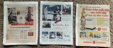 Lot of 3 Vintage Washing Machine Ads - Bendix Maytag G.E. Automatic Washer