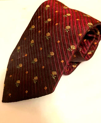 Louis Feraud 意大利设计师 100% 真丝领带红色花卉意大利 59"x3.5" 全新 — 第 1/4 张图片