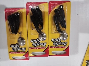 Johnson Beetle Spin Jig 1/8 Oz /Blk  Nickel BSVP1/8-CBS Lot Of 3 - Picture 1 of 3