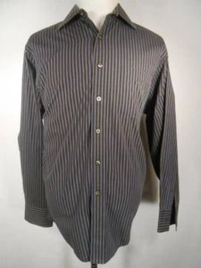 Beautiful Men's 17 34/35 XL Michael Kors Brown Striped Long Sleeve Button Shirt - Picture 1 of 5