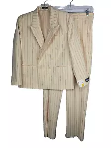 Traje de Vestido Formal Julian Loren Niños 2 Piezas Crema Rayas 16H x W32 - Nuevo con Etiquetas - Imagen 1 de 10