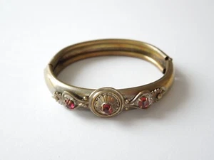 Antiker Armreif Kinder Strasssteine Rot Klein Messing? 13,0 g/4,8 x 4,0 cm - Bild 1 von 5