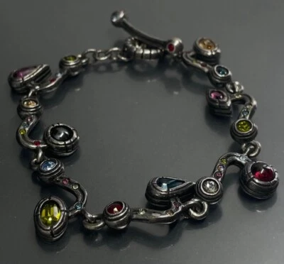 Patricia Locke Women’s Bracelet Silver Plate Multicolor Crystal Leaf Branch 7.5” - Image 1 of 4