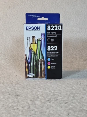Epson 822XL Black 822 Cyan Magenta Yellow Ink Cartridge Set T822XL-BCS Exp 5/24 - Image 1 of 4
