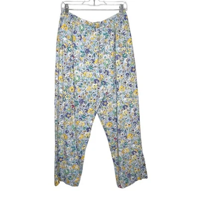 Pantalones Pantalón STONEBRIDGE Floral Mezcla Lino Ultra Alto Azul Amarillo Talla L Foto 1 de 4