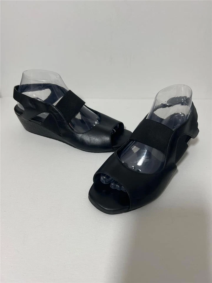 STEPHANE KELIAN PARIS Black Open Toe Sling Back Wedge Sandals EU 41 US 10 - Image 1 of 1