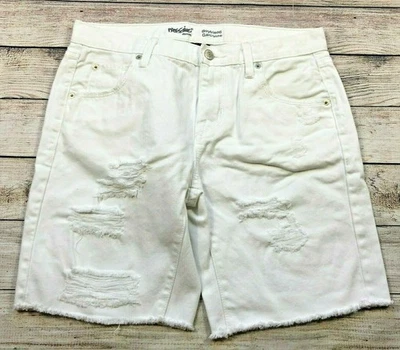 Shorts jeans Mossimo angustiado cintura alta namorado tamanho 2 26 branco C26 - Imagem 1 de 4