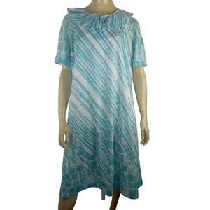 ANTOINETTE vintage ladies size 22 dress blue white shift pleated house maternity - Bild 1 von 8