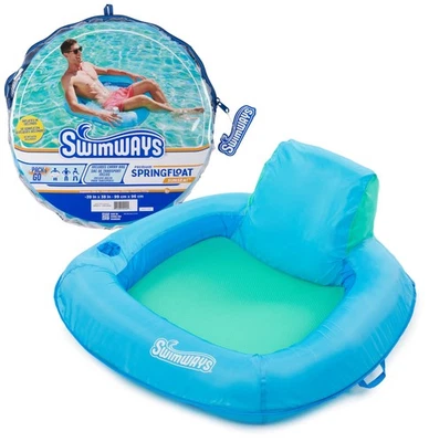 Silla de piscina inflable SwimWays Spring Float SunSeat, inflado rápido, azul cielo Foto 1 de 4