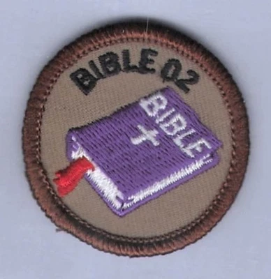 Patch Royal Ranger c1980 Master Christian Bible 02 Club Merit Badge Brown 2" - Image 1 of 3