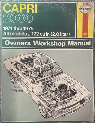 1971-1975 Capri 2000 Officina Haynes Manuale 4 Cyl 122 Cirepair Servizio - Immagine 1 di 4