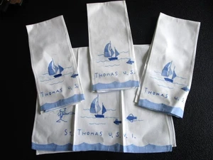 Collectible Tea Towels/Napkins St. Thomas US Virgin Islands 1960's - Picture 1 of 3