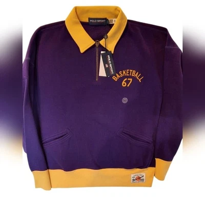 Moletom Polo Ralph Lauren Masculino Grande Roxo Amarelo Basquete Esportivo Preppy - Imagem 1 de 4