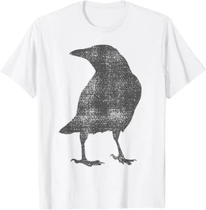 Crow Blackbird Raven Bird Vintage T-Shirt - Picture 1 of 11