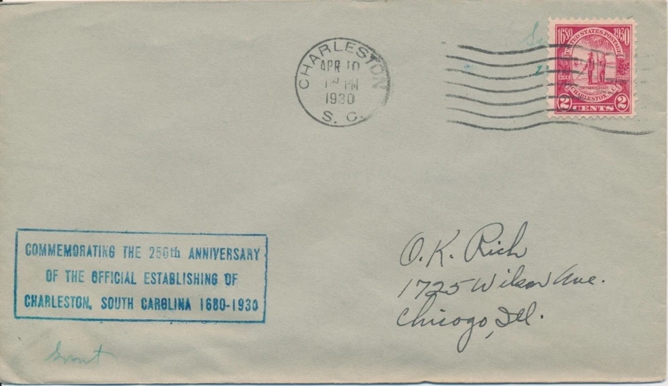 #683 Charleston South Carolina Rubber Stamp cachet First Day cover - Image 1 of 1