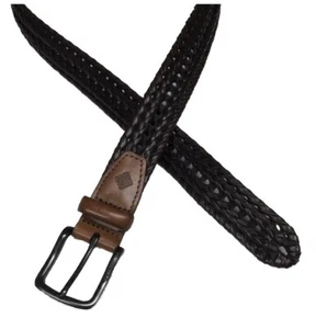 Columbia Men’s Large 38-40 Dark Brown Leather Trim Braided Belt Casual 1.5” EUC - Picture 1 of 10