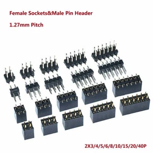 Female Sockets&Male Pin Header 1.27mm Connectors SMT 2X3/4/5/6/8/10/15/20/40P  - Picture 1 of 5