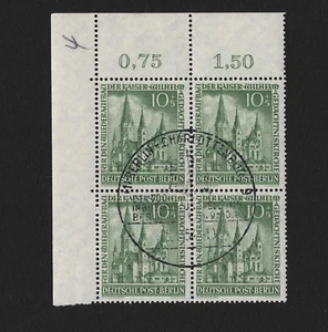 OPC 1953 Germany Berlin Semi Postal Corner Margin Block Sc#9NB9 SON Cancel - Picture 1 of 1