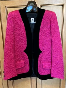Emanuel Ungaro Parallele Jacket Womens 38 Pink Jacquard Vintage Evening Blazer - Picture 1 of 3