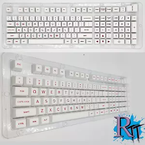 104Pcs/Set White Red Full Size Key PBT Double Shot Keycaps Mechanical Keyboard - Picture 1 of 4