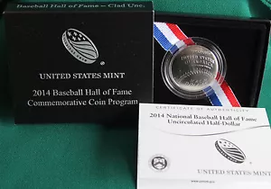 2014 National Baseball Hall of Fame BU HALF DOLLAR US Mint Clad UNC Coin Box COA - Picture 1 of 3
