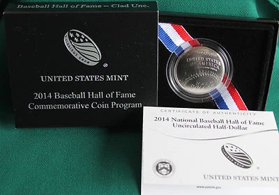2014 National Baseball Hall of Fame BU HALF DOLLAR US Mint Clad UNC Coin Box COA - Image 1 of 3