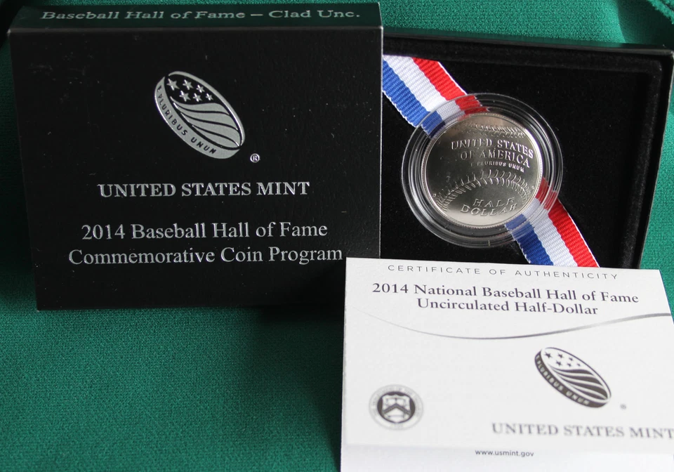 2014 National Baseball Hall of Fame BU HALF DOLLAR US Mint Clad UNC Coin Box COA - Image 1 of 3