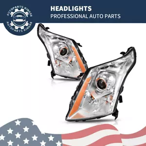 Headlights For 2010-2016 Cadillac SRX Projector Headlamps Chrome Housing w/Bulbs - Picture 1 of 9