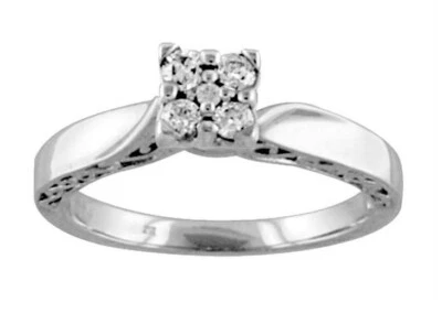 Anillo de compromiso Keepsake de oro blanco de 10 quilates 1/5 CTTW diamantes “encantados” talla 7 Foto 1 de 4