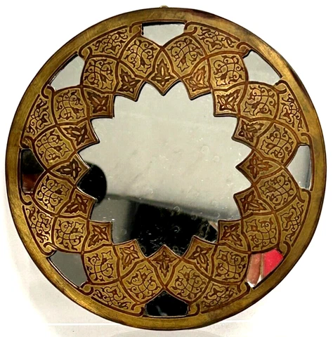 Vintage Bronze Egyptian Wall Mirror Bought in Cairo Egypt 1992 from Trader Cover