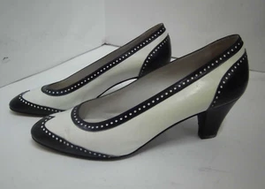 50er 60er Zapatos de Tacón Budapest Twotone Cuero Made IN Italy Talla 38,5 - Imagen 1 de 3