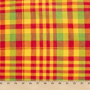 Madras Plaid Fabric (Style 310) 100% Cotton 44/45" Wide Sold By The Yard - Picture 1 of 1