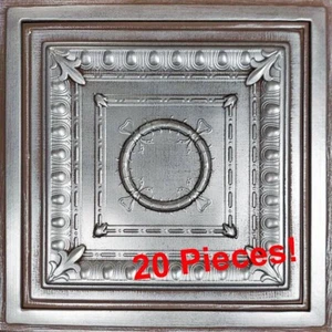 Grid System, Pop In 24" x 24", PVC Ceiling Tiles, Ancona Silver Brown, 20 Pieces - Picture 1 of 3