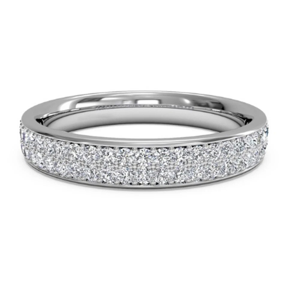 0.25 Ct Round Real Moissanite Wedding Eternity Band 14K Solid White Gold Size 4  - Image 1 of 4