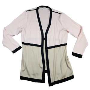 Esclusivamente Maglione Cardigan Misook Donna Minimalista Neutro Colorblock Tg L - Foto 1 di 13