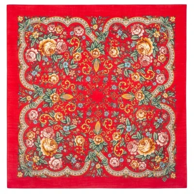 Pavlov Posad 围巾 民间传说 传统 72x72 羊毛 1658-5 Bright Hope Платок — 第 1/2 张图片