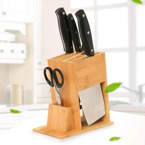 Bamboo Kitchen Tableware Knife Storage Racks Multi-function Drain Holder - Picture 1 of 5