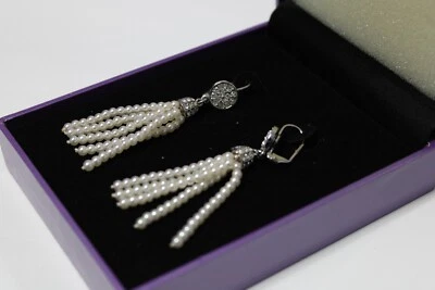 Pendientes Suzanne Somers perlas de imitación borla palanca trasera colgantes en caja original Foto 1 de 4